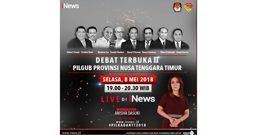 Debat Kedua Pilkada NTT Disiarkan Langsung iNews Malam Ini