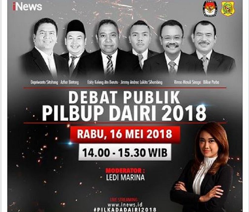 Debat Perdana Pilbup Dairi, Siang Ini Tayang Di INews