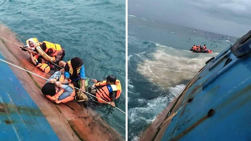 Foto Perjuangan Penumpang Selamatkan Diri saat KM Lestari Maju Karam - Bagian 1