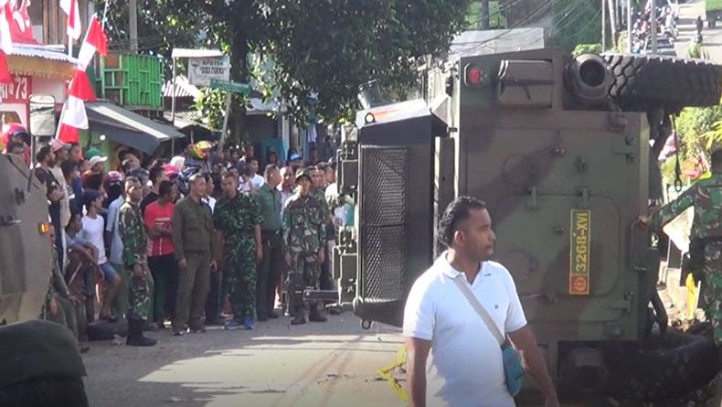 Stir Terkunci, Panser Tarantula Milik Kodam 16 Pattimura Terguling