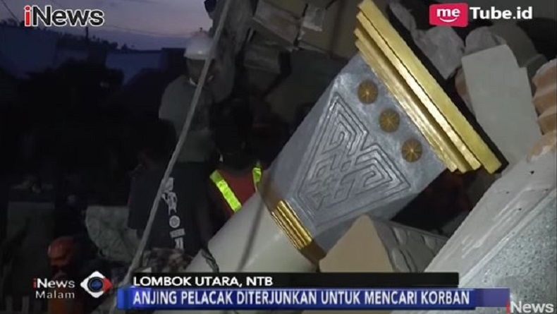 Anjing Pelacak Dikerahkan Cari Korban Gempa di Reruntuhan Masjid