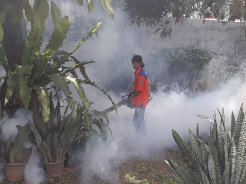 Caleg Perindo Fogging dan Bantu Perbaiki Jalan Desa di Wonosobo