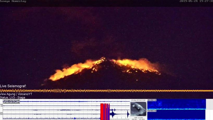 Erupsi Gunung Agung Lontarkan Lava Pijar ke Segala Arah, Bandara Ngurah Rai Aman