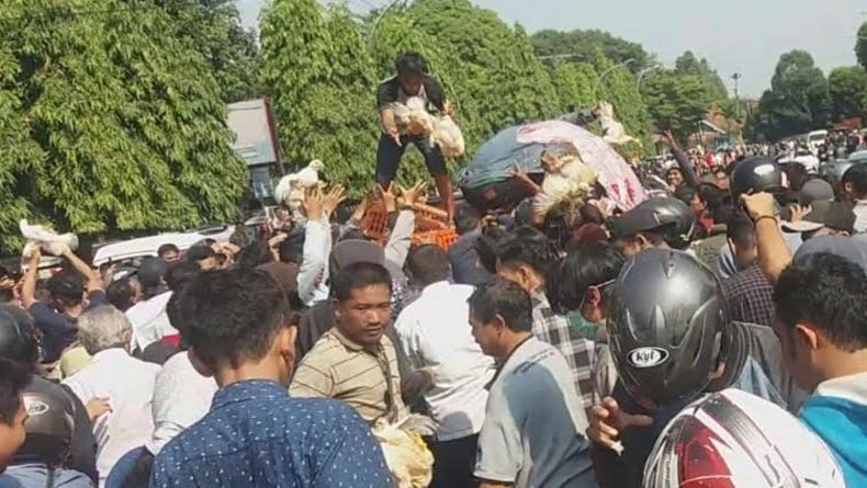 Pembagian Ayam Gratis di Balai Kota Yogya Ricuh, Warga Terlibat Saling Dorong