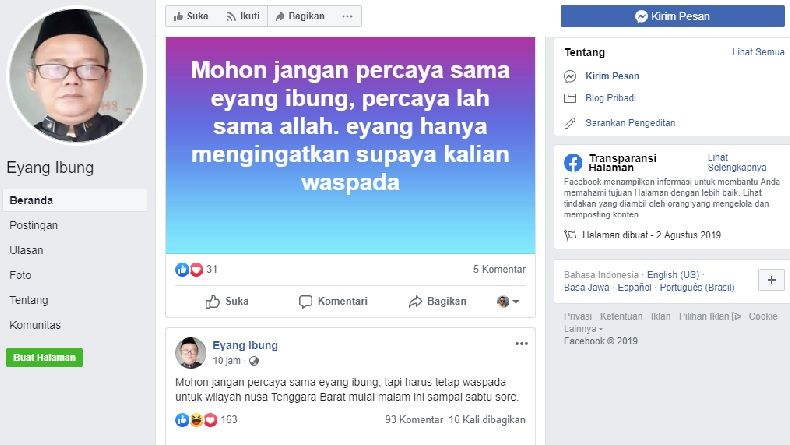 Viral di Medsos Eyang Ibung Peramal Gempa, Ini Kata BMKG
