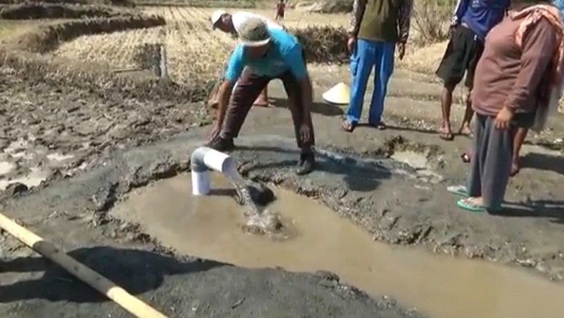 Semburan Air di Tengah Sawah Tandus Hebohkan Warga Gunungkidul