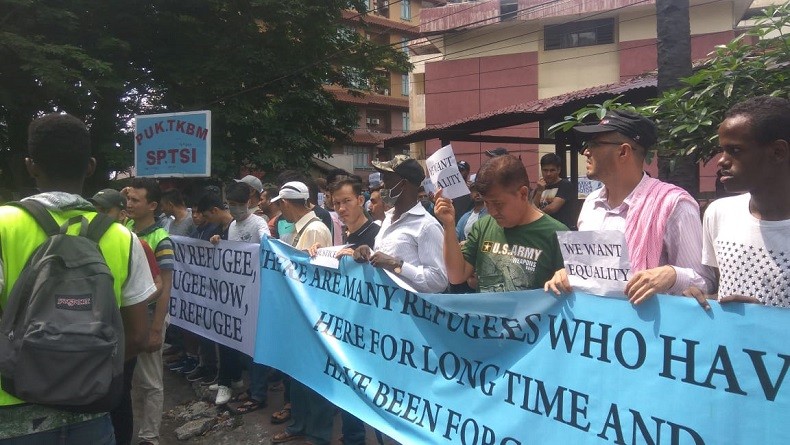 Ratusan Pengungsi di Medan Demo UNHCR, Desak Segera Dikirim ke Negara Ketiga