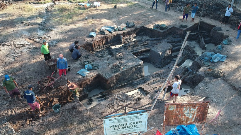 Foto Penampakan Situs Perahu Kuno Lambur dari Zaman Kerajaan Sriwijaya - Bagian 2