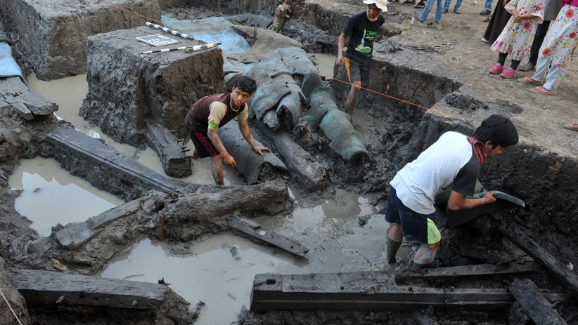 Foto Penampakan Situs Perahu Kuno Lambur dari Zaman Kerajaan Sriwijaya - Bagian 1