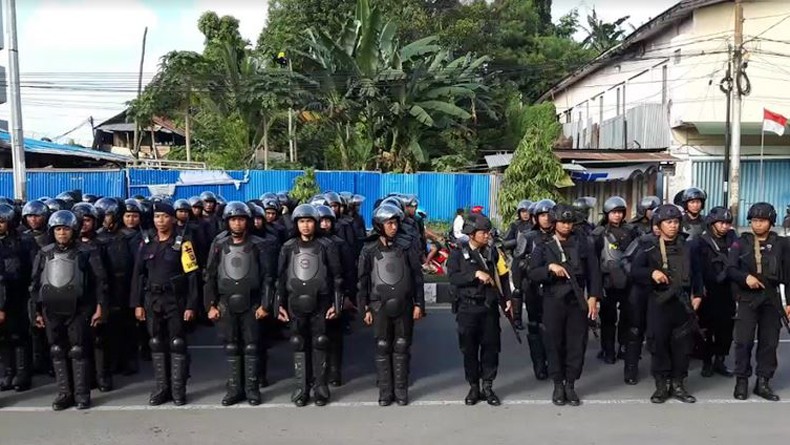 Pesan Berantai Demo Besar-besaran di Sorong, Aparat Gabungan Gelar Apel Siaga