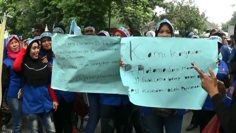 Upah Hanya Rp1,7 Juta per Bulan, Buruh PT Pratama Medan Gelar Aksi