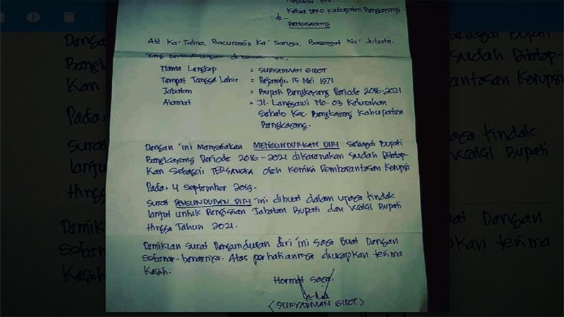 Beredar Surat Pengunduran Diri Bupati Bengkayang Suryadman, Ini Penjelasannya