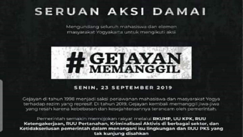 title Gejayan Memanggil, Mahasiswa dan Masyarakat Yogyakarta Hari Ini Turun ke Jalan Gejayan Memanggil, Mahasiswa dan Masyarakat Yogyakarta Hari Ini Turun ke Jalan