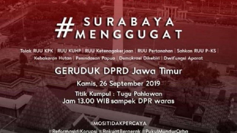 Setelah Gejayan Memanggil, Kini Beredar Luas Seruan Demonstrasi Surabaya Menggugat
