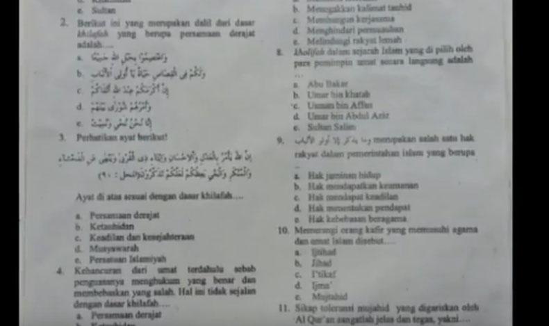 title Naskah Ujian Madrasah Berisi Khilafah Beredar di Sidoarjo, Kemenag: Itu Sesuai Kurikulum Naskah Ujian Madrasah Berisi Khilafah Beredar di Sidoarjo, Kemenag: Itu Sesuai Kurikulum