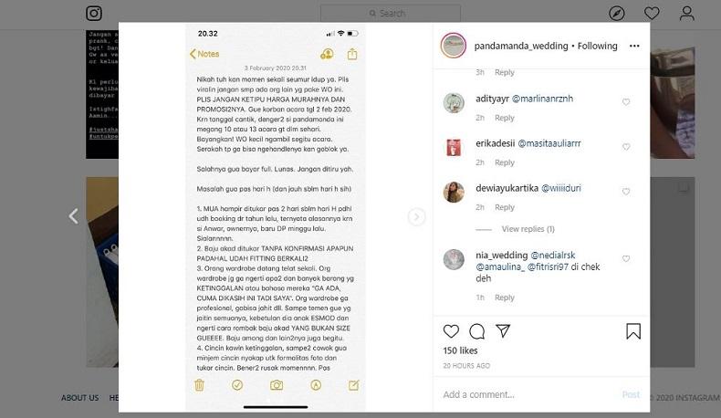 Pasangan di Depok Tertipu Puluhan Juta, Muncul Instagram Kesaksian Dugaan Penipuan WO Pandamanda