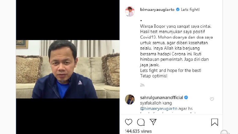 Dalam Kondisi Sehat, Wali Kota Bogor Bima Arya: Hanya Batuk-Batuk Ringan