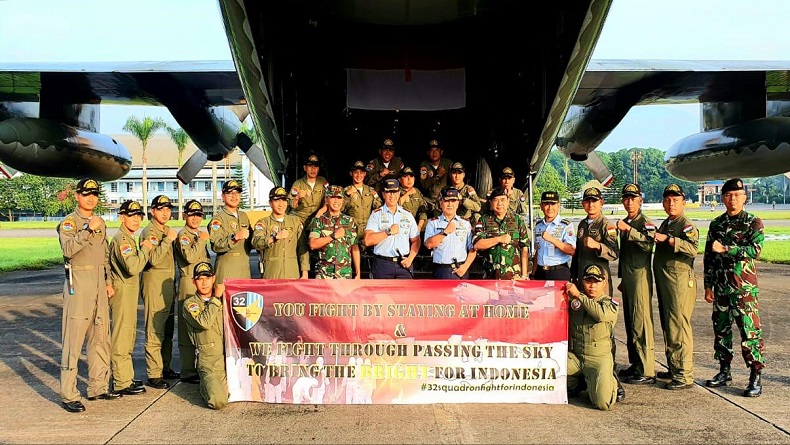 Pesawat Hercules TNI AU Terbang ke Shanghai Jemput 12 Ton Alkes Covid-19