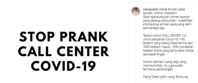 Pemkot Bandung Terima 1.500 Telepon Prank Layanan Covid-19