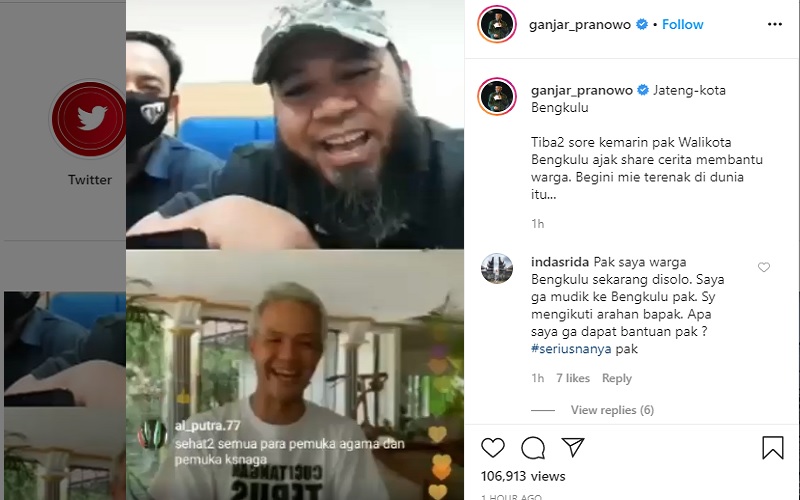 Ganjar Pranowo Cekikikan Dengar Cerita Wali Kota Bengkulu