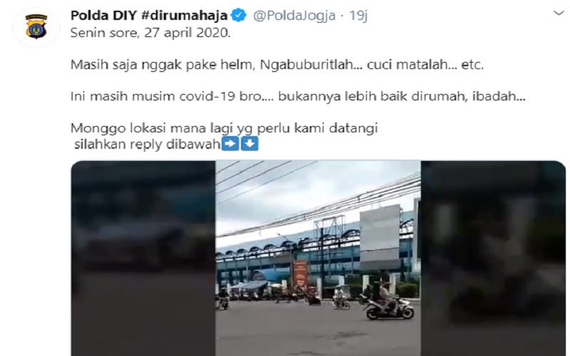 Terima Video Remaja Ngabuburit Tanpa Helm, Polda DIY Siap Meluncur