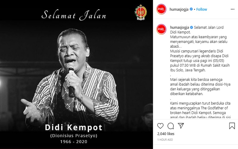 Pemda Jogja: Selamat Jalan Lord Didi Kempot