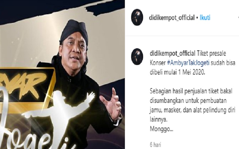 Didi Kempot Meninggal, Ini Unggahan Terakhir Instagramnya