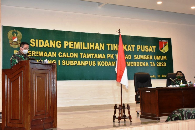 Pangdam XIII Merdeka Pimpin Sidang Pemilihan Tingkat Pusat Penerimaan Calon Tamtama TNI AD