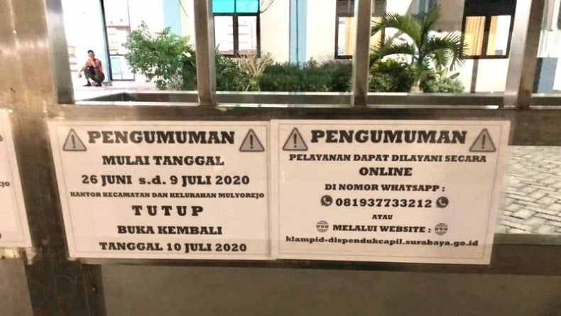 3 Staf Positif Covid-19, Kantor Kelurahan dan Kecamatan Mulyorejo Surabaya Ditutup Sementara