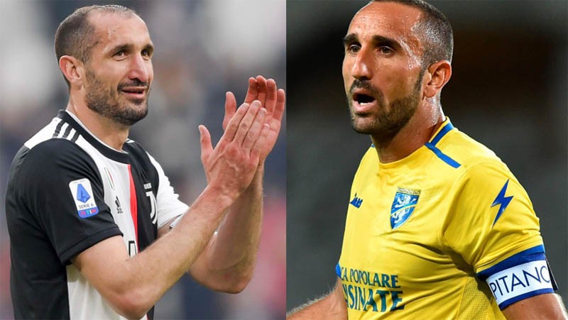 Giorgio Chiellini (kiri) dan Cristian Molinaro punya wajah mirip. (Foto: Sky Sports)