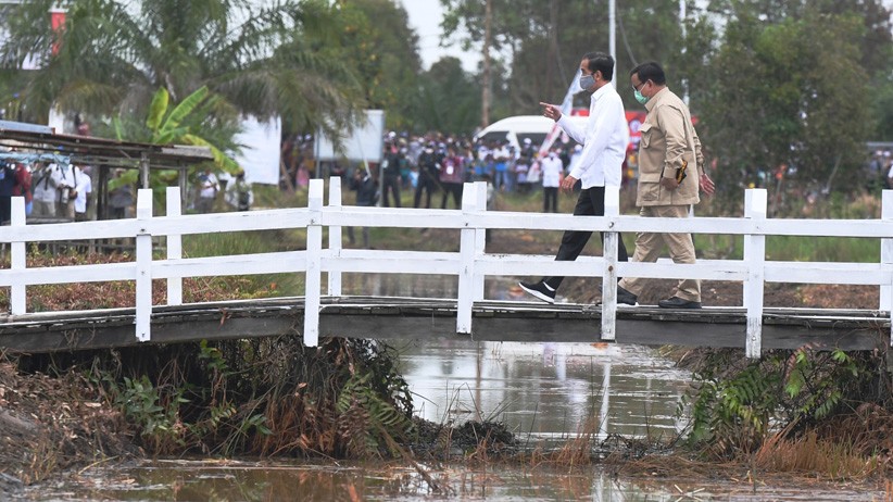 Presiden Jokowi dan Menhan Prabowo Tinjau Lumbung Pangan Baru di Kapuas - Bagian 1
