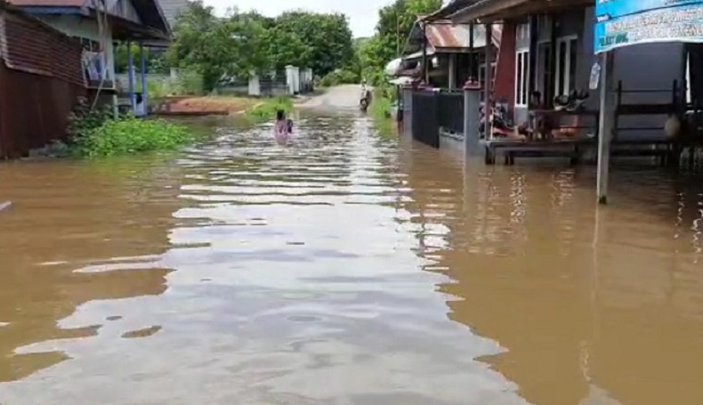Aksi Heroik Anggota Polres Melawi, Berenang Susuri Banjir Bagikan Makanan