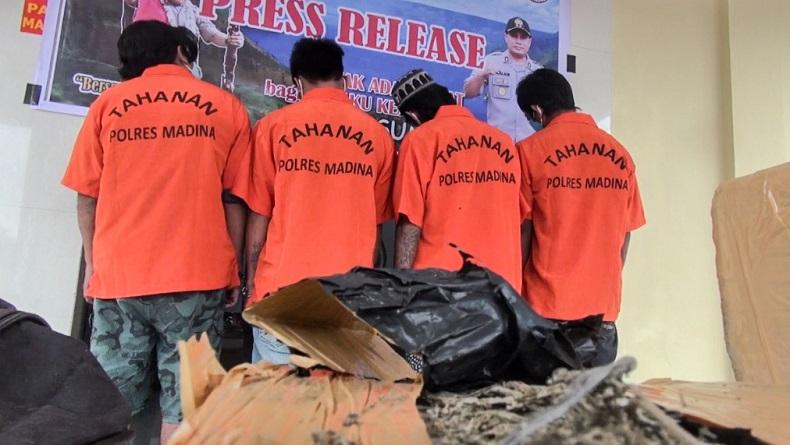 4 Kurir Ganja Jaringan Lapas Salambue Padangsidimpuan Ditangkap di Madina