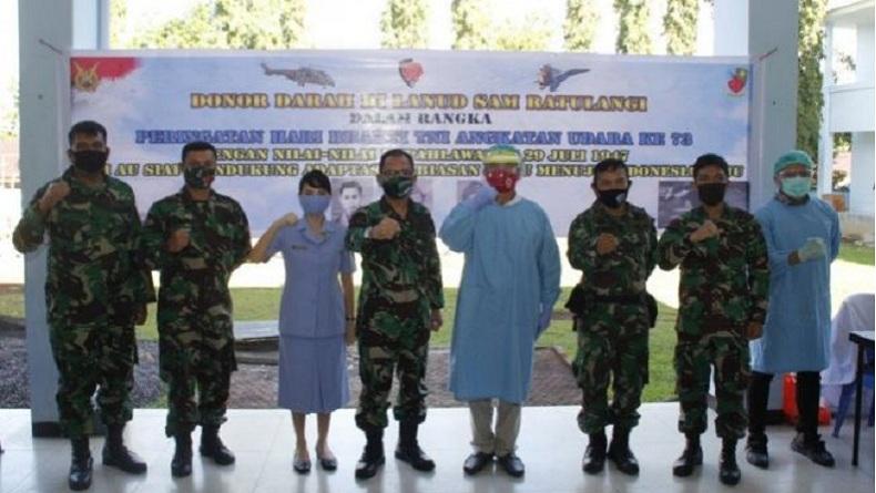 Hari Bakti ke-73 TNI AU, Lanud Sam Ratulangi Manado Gelar Donor Darah