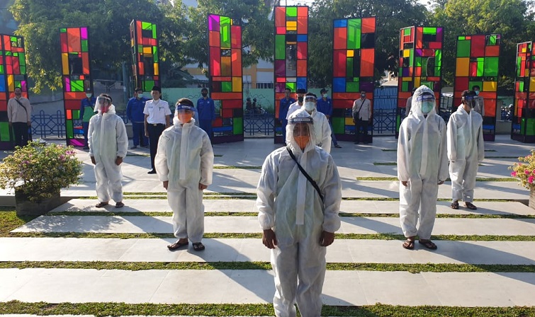 Gelar Apel, Masjid Al Akbar Surabaya Pastikan Ibadah Idul Adha sesuai Protokol Kesehatan