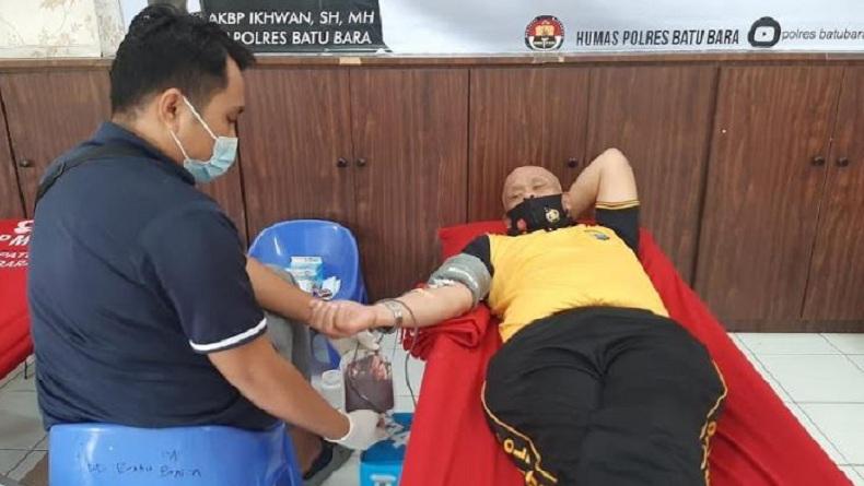 Polres Batubara Gelar Donor Darah Sambut HUT ke-75 RI dan Hari Jadi Polwan