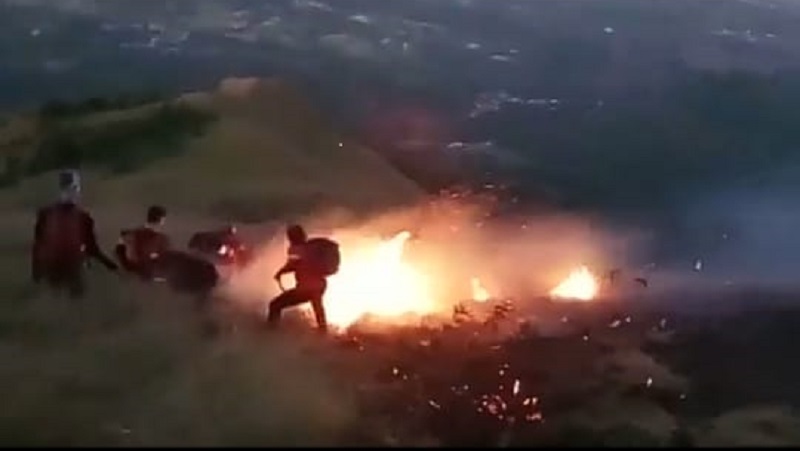 Puncak Gunung Penanggungan di Mojokerto Terbakar, 8 Pendaki Sempat Terjebak