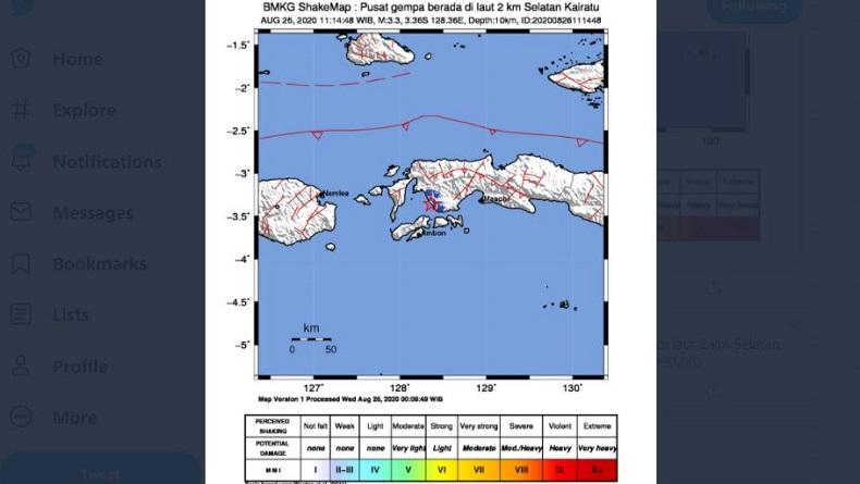 Gempa Bumi M3,3 Guncang Seram Bagian Barat Maluku, Tak Berpotensi Tsunami
