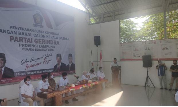Gerindra Serahkan Rekomendasi 4 Paslon Pilkada di Lampung