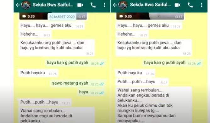 Ini Deretan Chat Mesra Diduga Sekda Bondowoso Dengan Dokter Pns Cantik