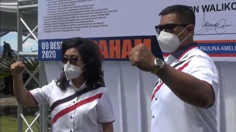 Diantar Pendukung, Bacalon Walkot dan Wawalkot Manado Paula dan Harley Daftar ke KPUD