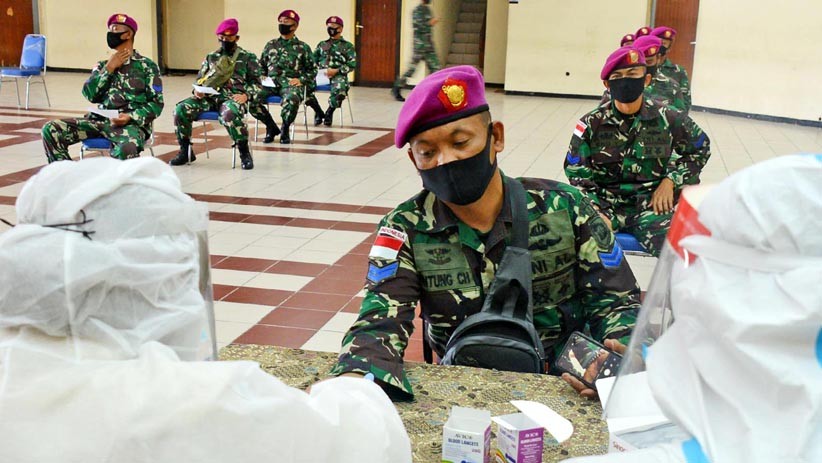 Satgas Marinir PAM Ambalat XXVI Jalani Rapid Test Covid-19 - Bagian 1