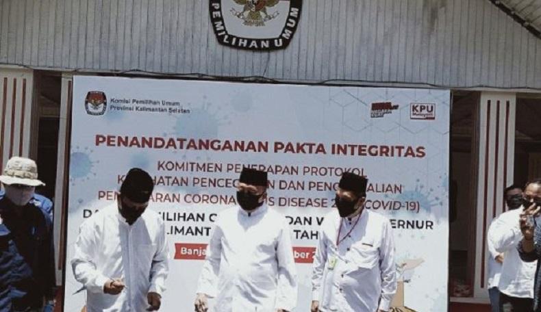 Bakal Cagub Kalsel Tanda Tangani Komitmen Taati Protokol Kesehatan Covid-19
