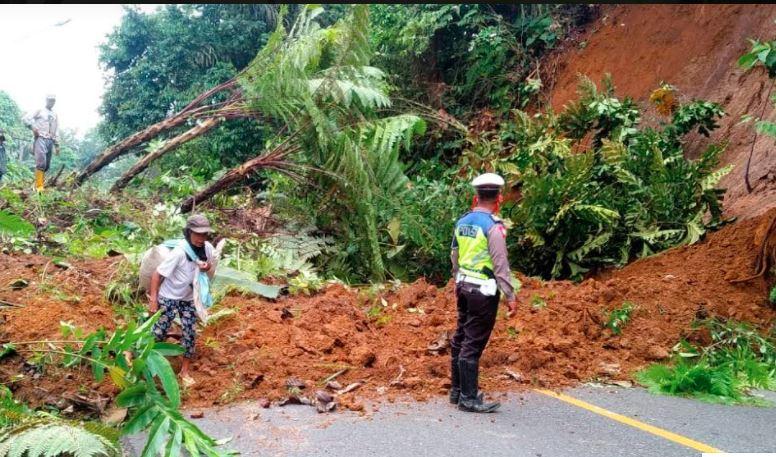 Longsor Putus Akses Jalan Lintas Barat di Tanggamus, Puluhan Kendaraan Terjebak