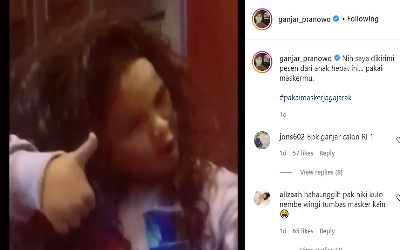 Gemas, Video Bocah Kecil Titip Pesan ke Ganjar agar Orang Tak Bermasker Dipenjara