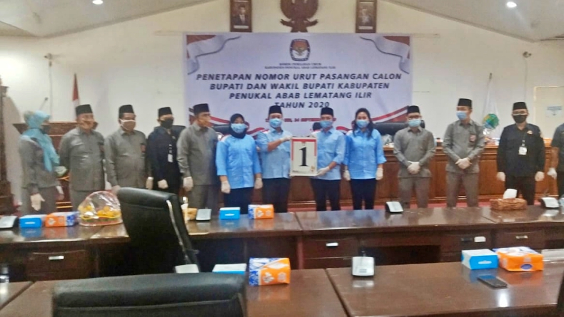 Undian Pilkada PALI, Pasangan Devi-Darmadi Dapat Nomor Urut 1