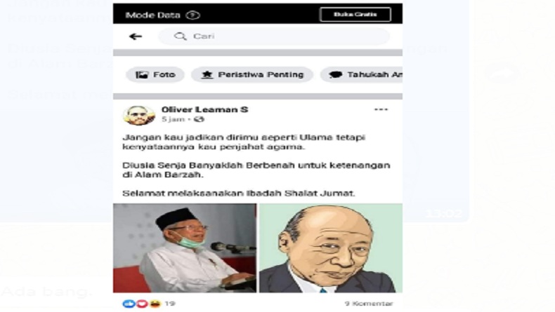 Sandingkan Ma'ruf Amin dengan Kakek Sugiono, GP Ansor Laporkan Akun Oliver Leaman S
