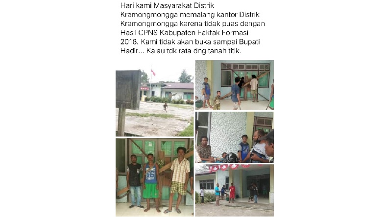 Tak Puas Hasil CPNS, Warga di Fakfak Ancam Robohkan Kantor Distrik