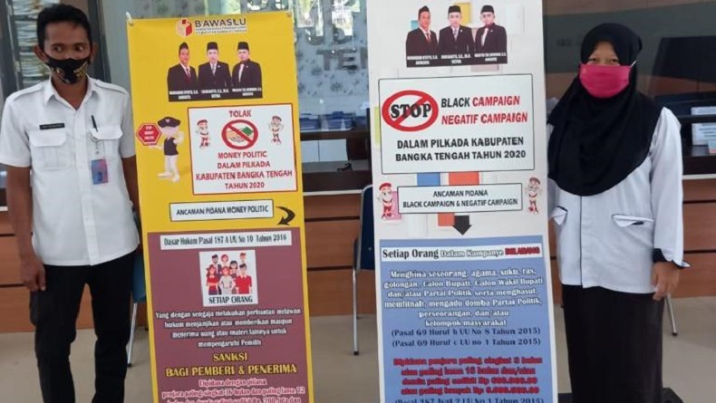 Cegah Pelanggaran di Pilkada, Bawaslu Bangka Tengah Sebar Ratusan X-Banner