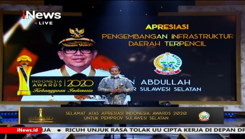 Kembangkan Infrastruktur Daerah Terpencil, Pemprov Sulsel Sabet Indonesia Awards 2020